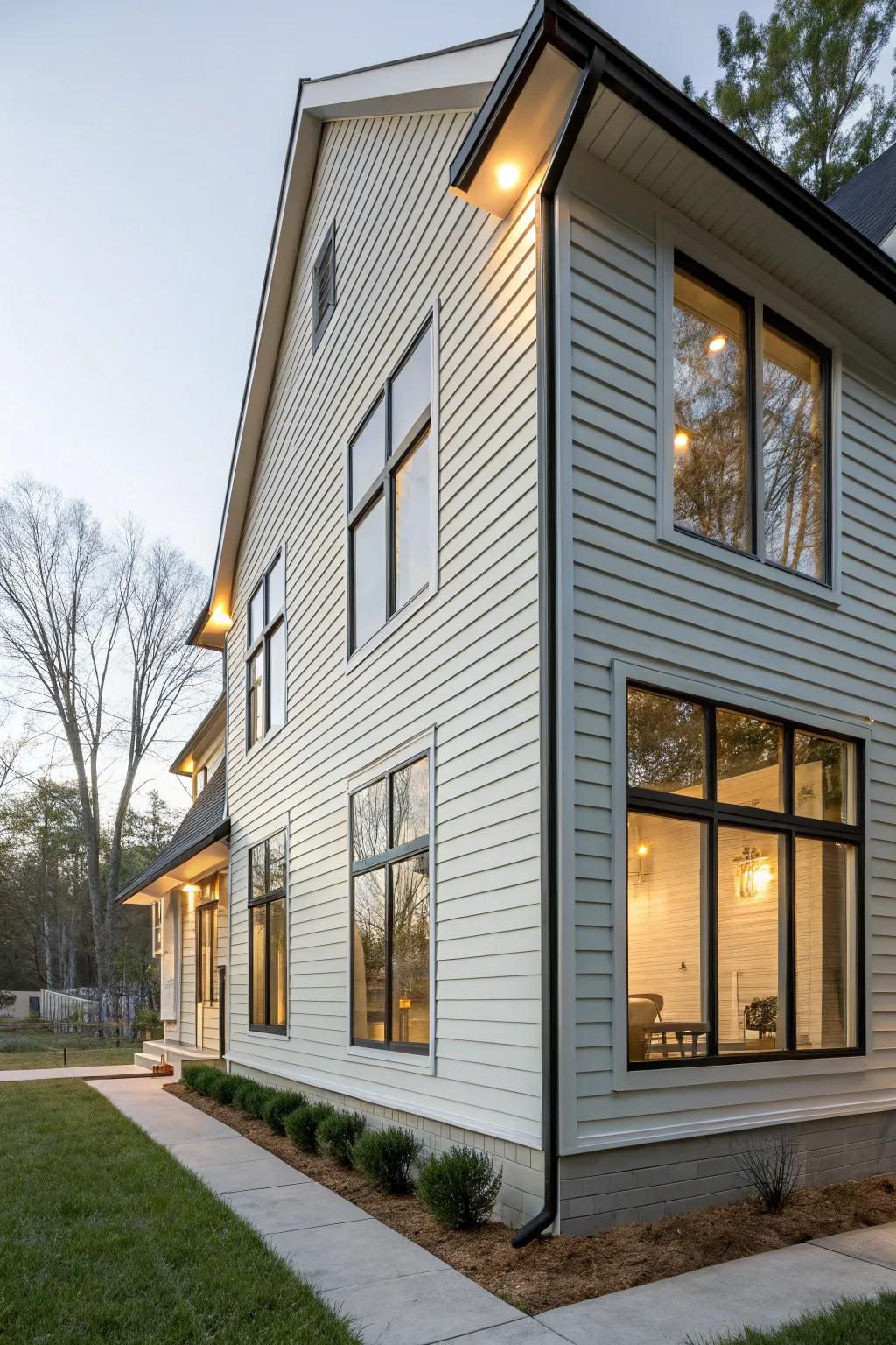 Elegant window framing with vertical cladding
