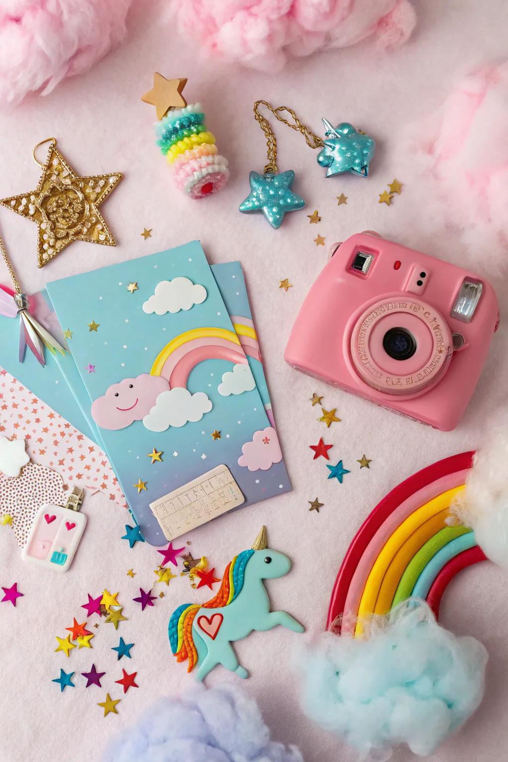 A whimsical mood board featuring playful and fantastical themes.