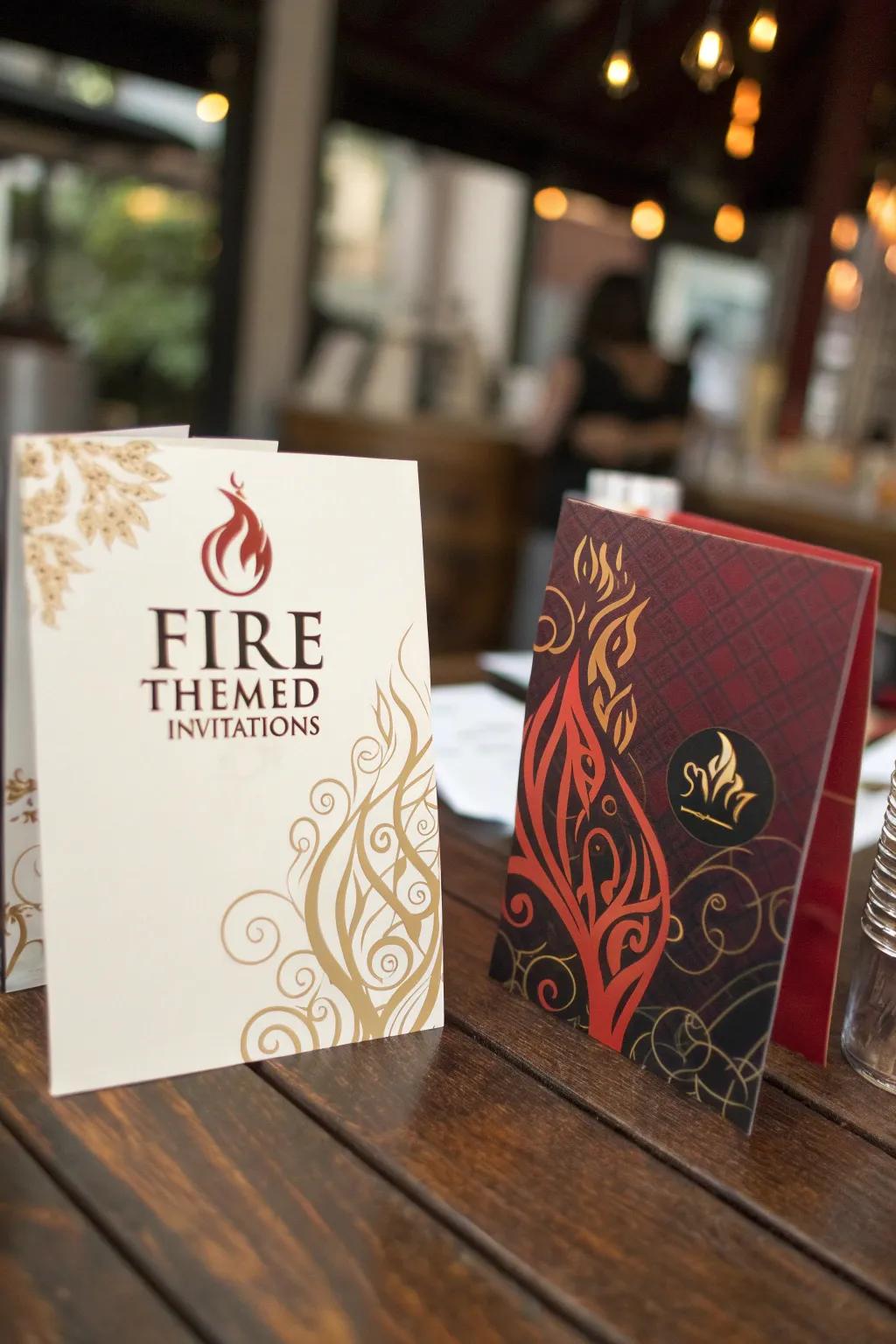 Fire-themed invitations to kick off your celebration.