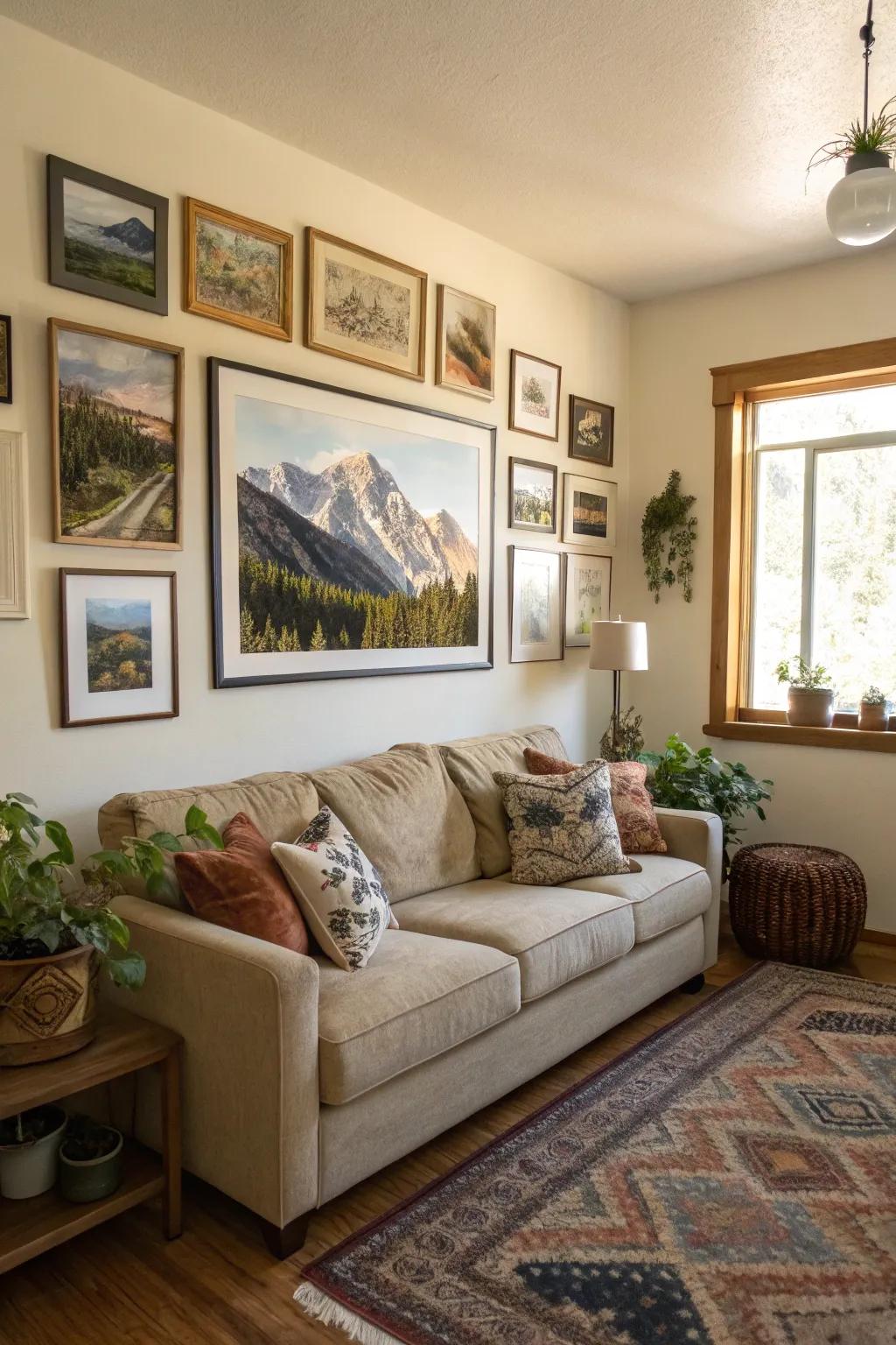 A curated wall adds personality and tells a story.