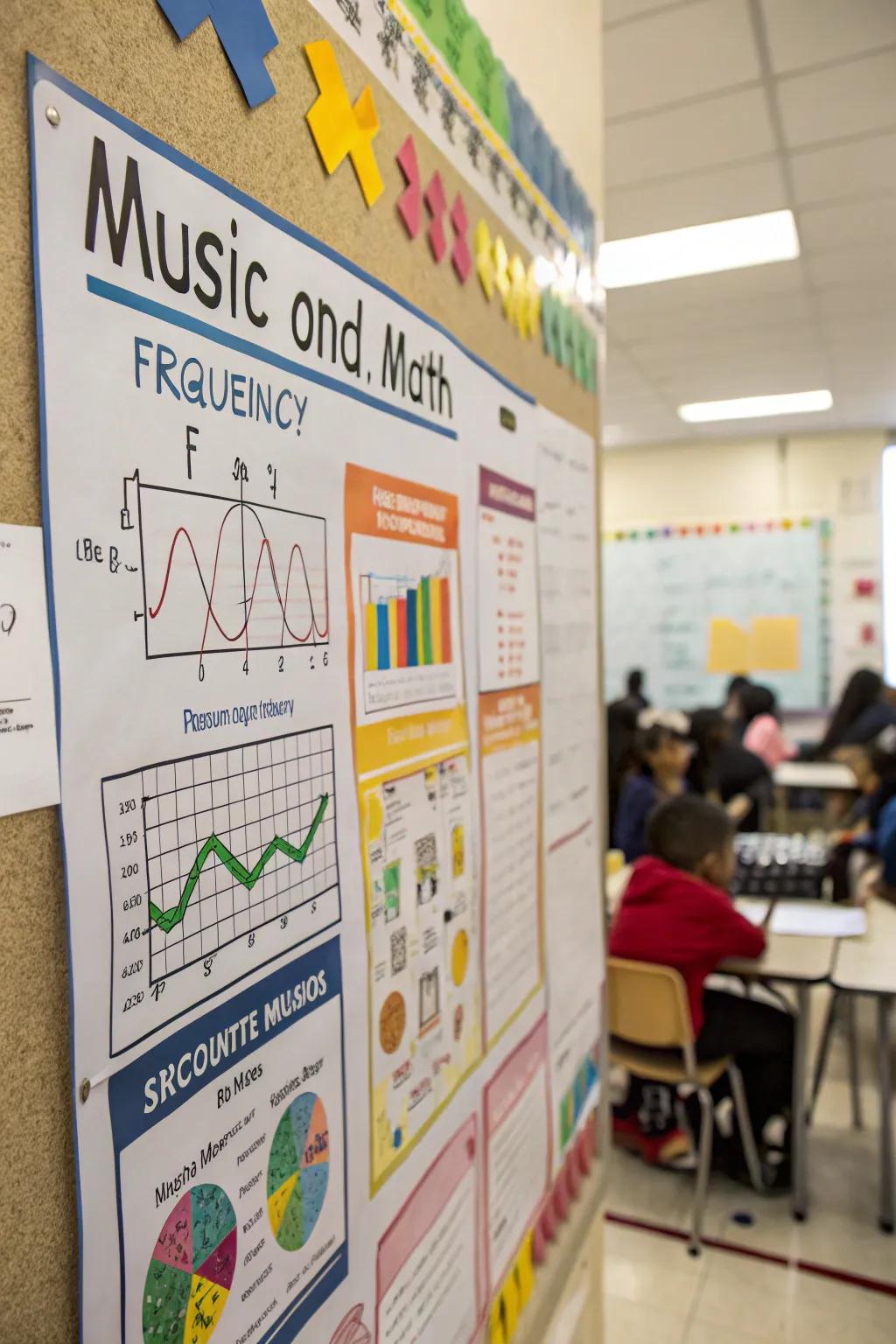 Music and math connection board showcasing their synergy.