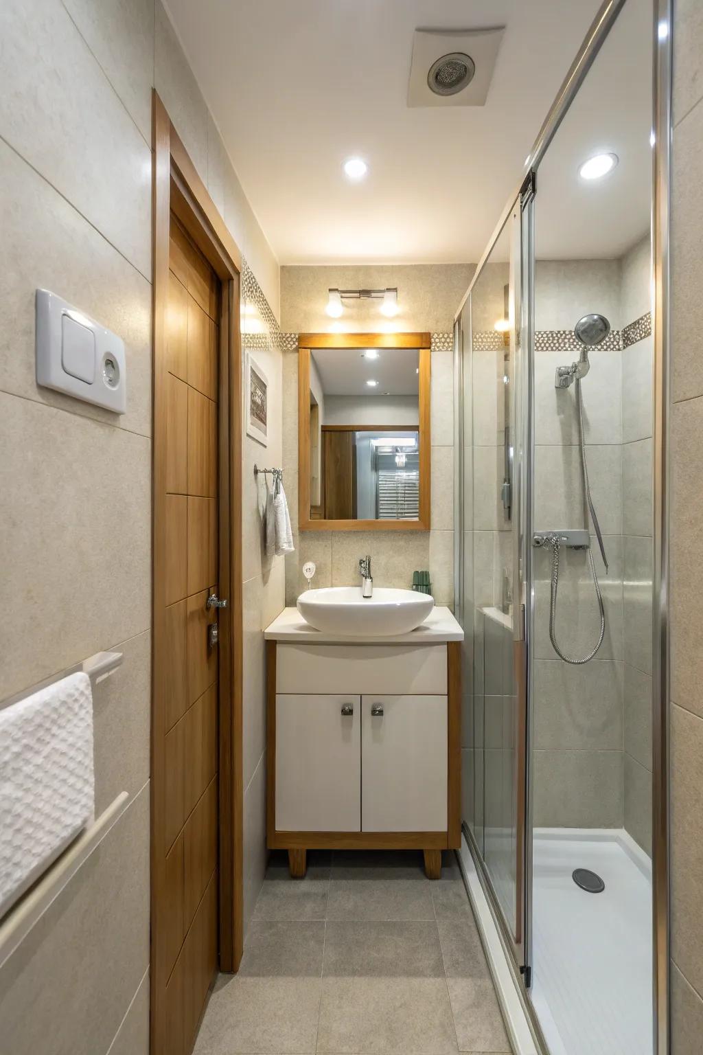 Good lighting makes bathrooms feel more open.