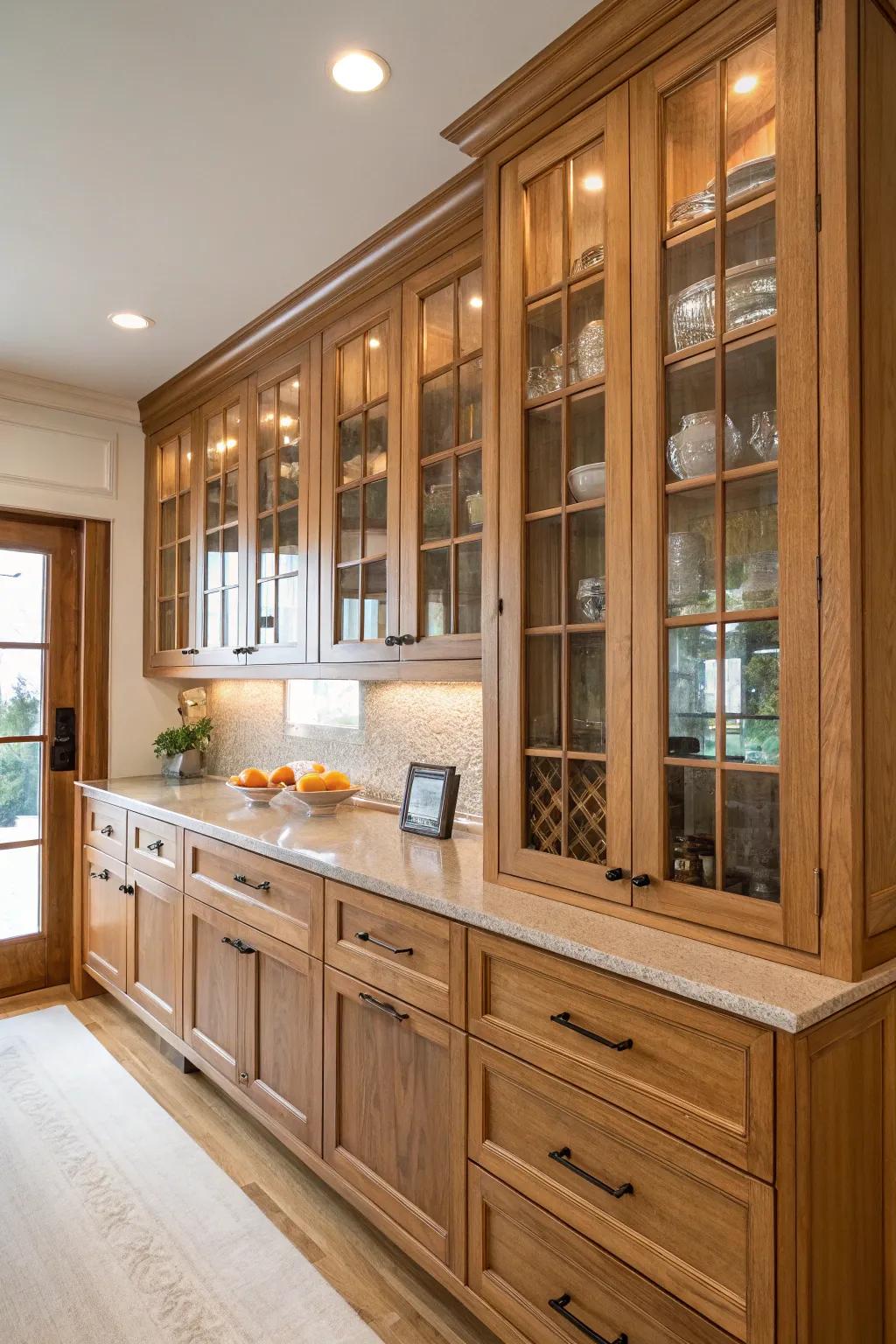 Timber and glass establish an airy, sophisticated atmosphere.