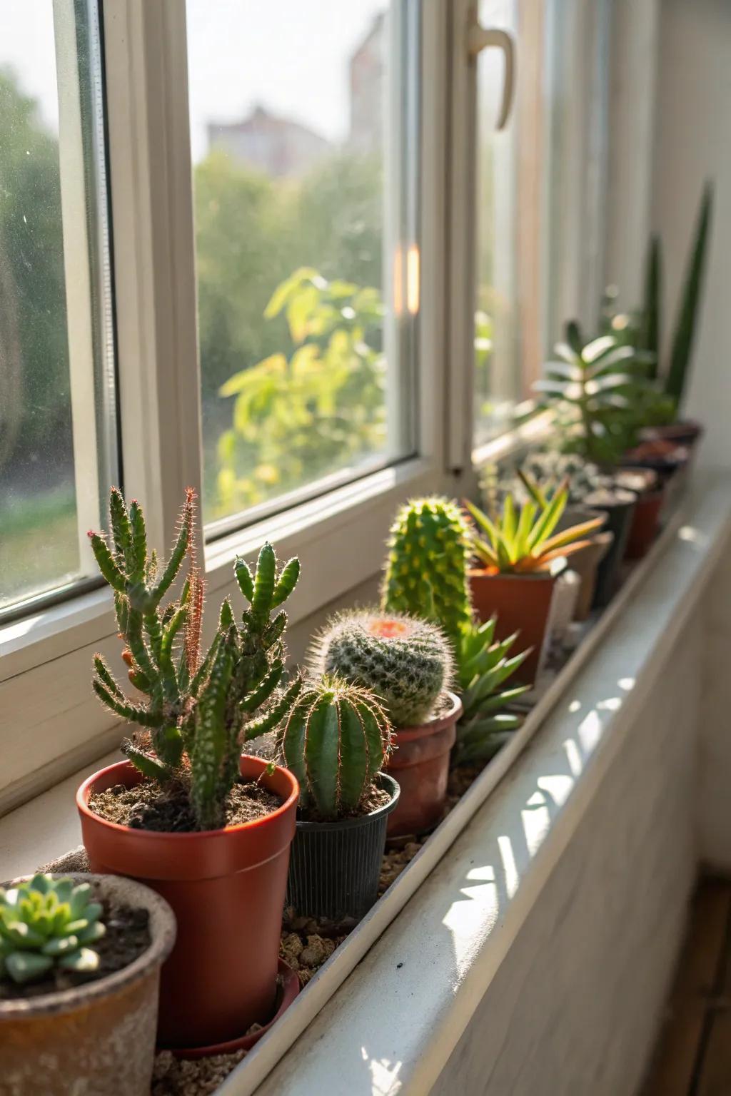 With sun-loving plants, you can brighten window sills.