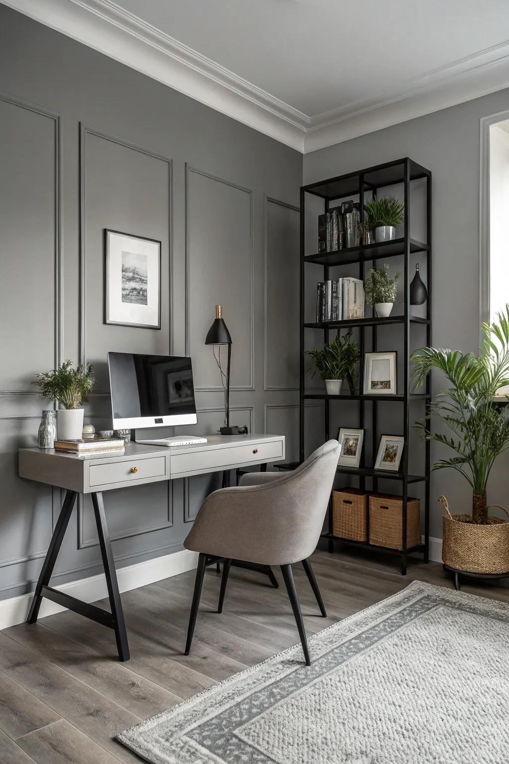 A monochrome setup creates a sophisticated virtual background.