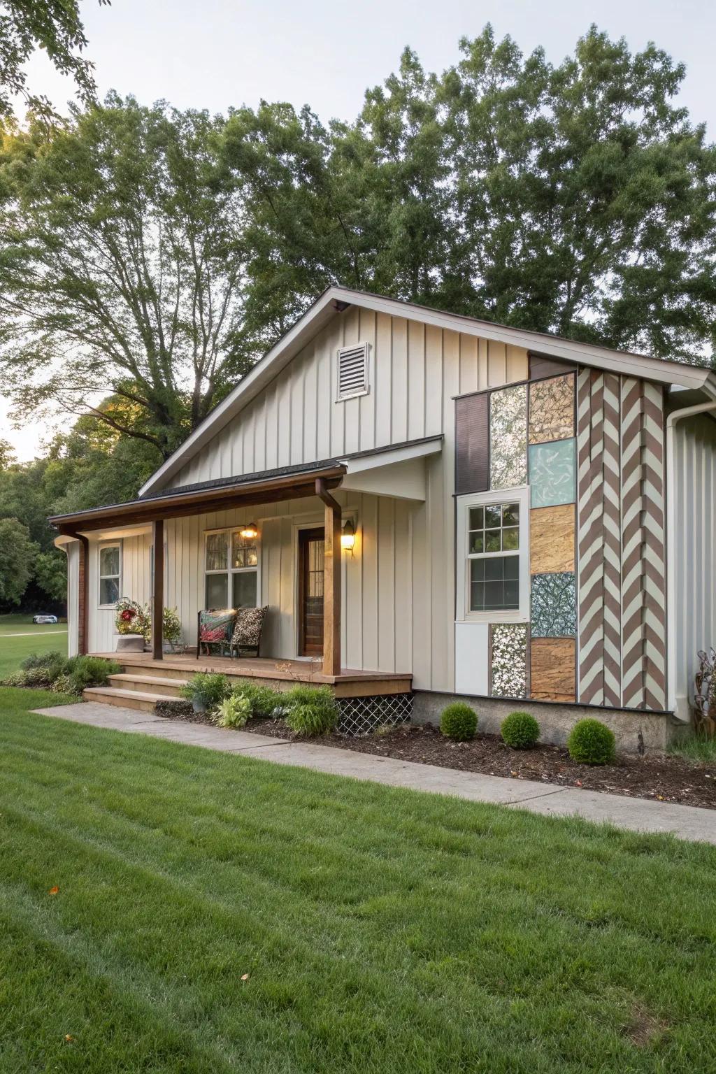 Statement walls add depth and interest to the siding.