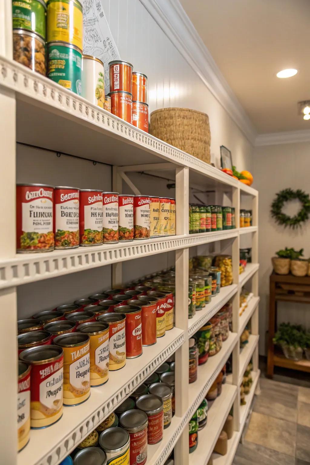 Multi-tiered racks optimize pantry storage efficiency