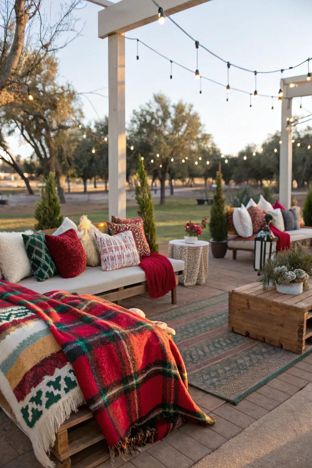 Fashion a snug alcove through celebratory external furniture.