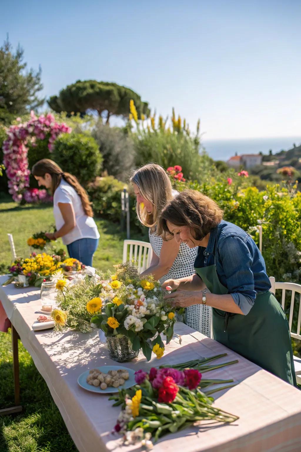 DIY floral arrangements add a personal touch to decor.
