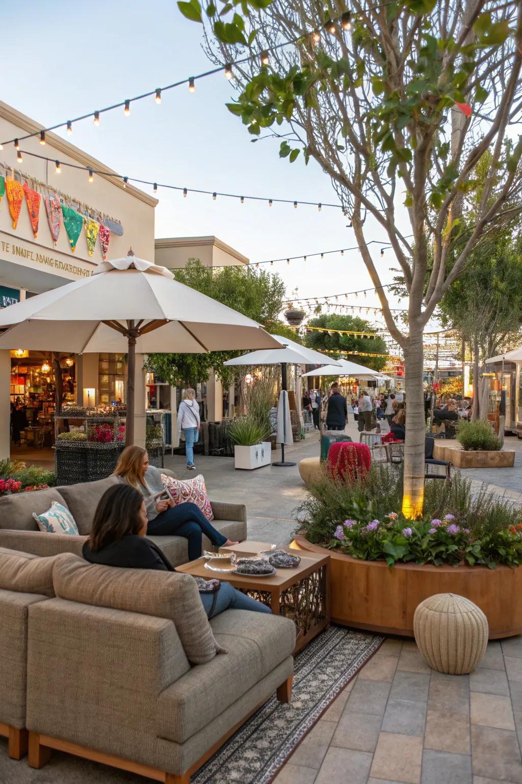 Cozy outdoor lounging areas for relaxation and longer visits.