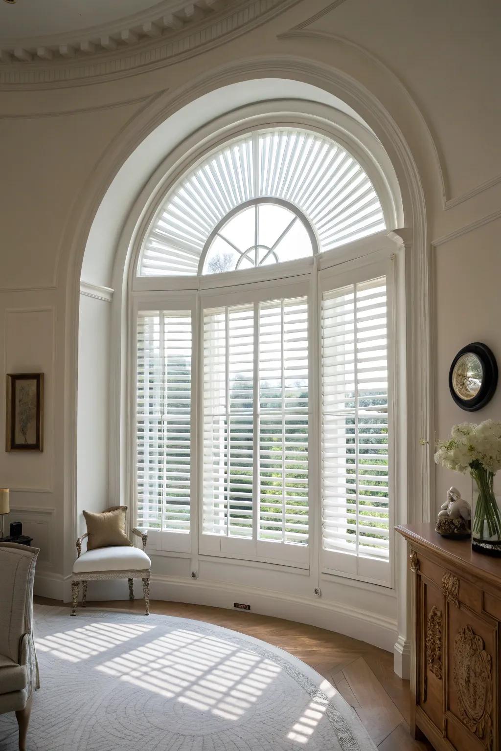 Simple blinds highlight the natural beauty of oval windows.