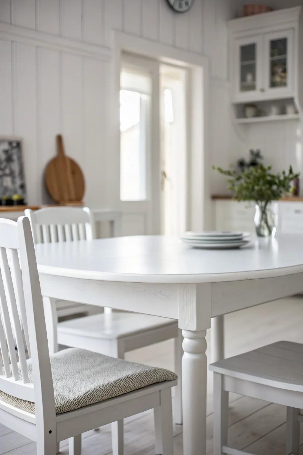 Sheer white embellishment imparts monochrome enchantment to your dining table.