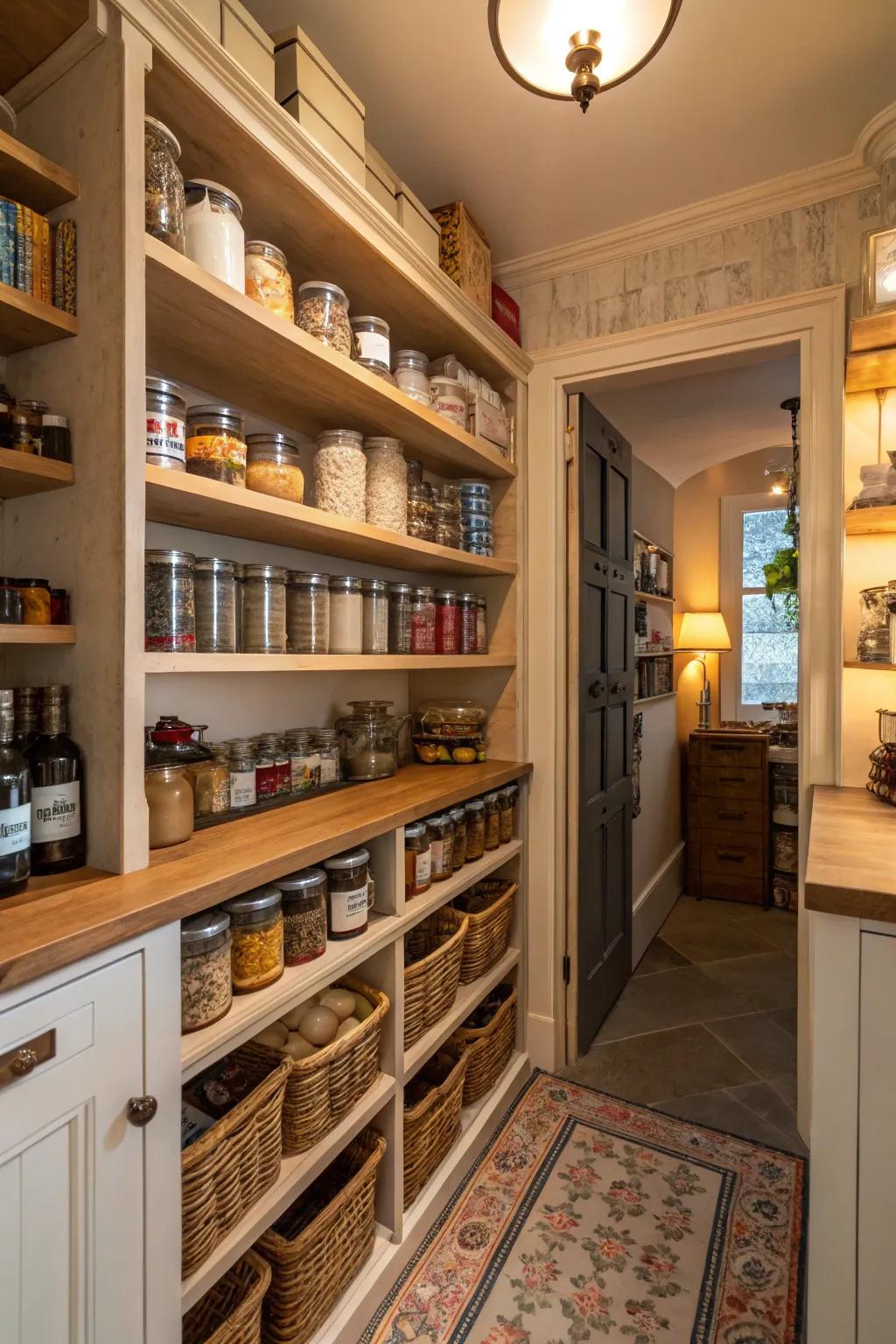 Complete shelving offers continuous and efficient storage.