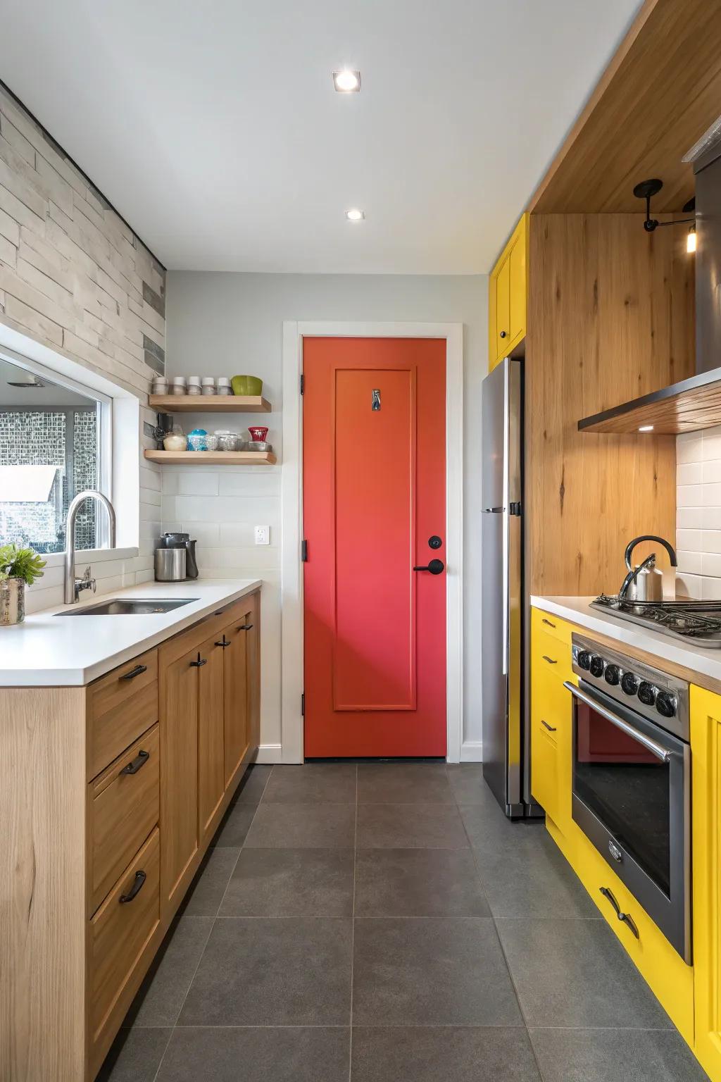 A bold color choice can transform your pantry door into a vibrant focal point.