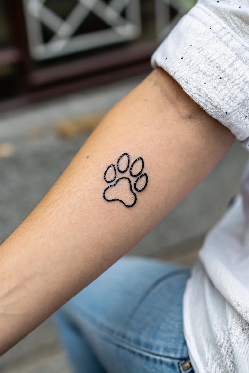 A simple paw print tattoo is a great honor.