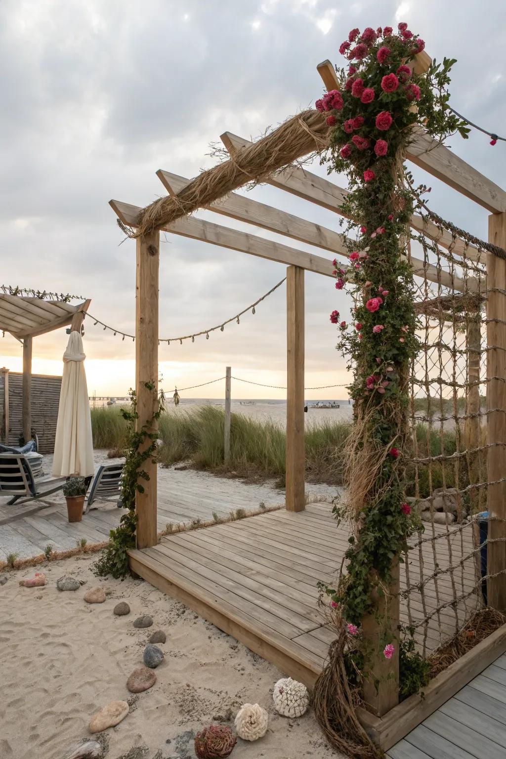 Rope walls add a nautical charm to your pergola.