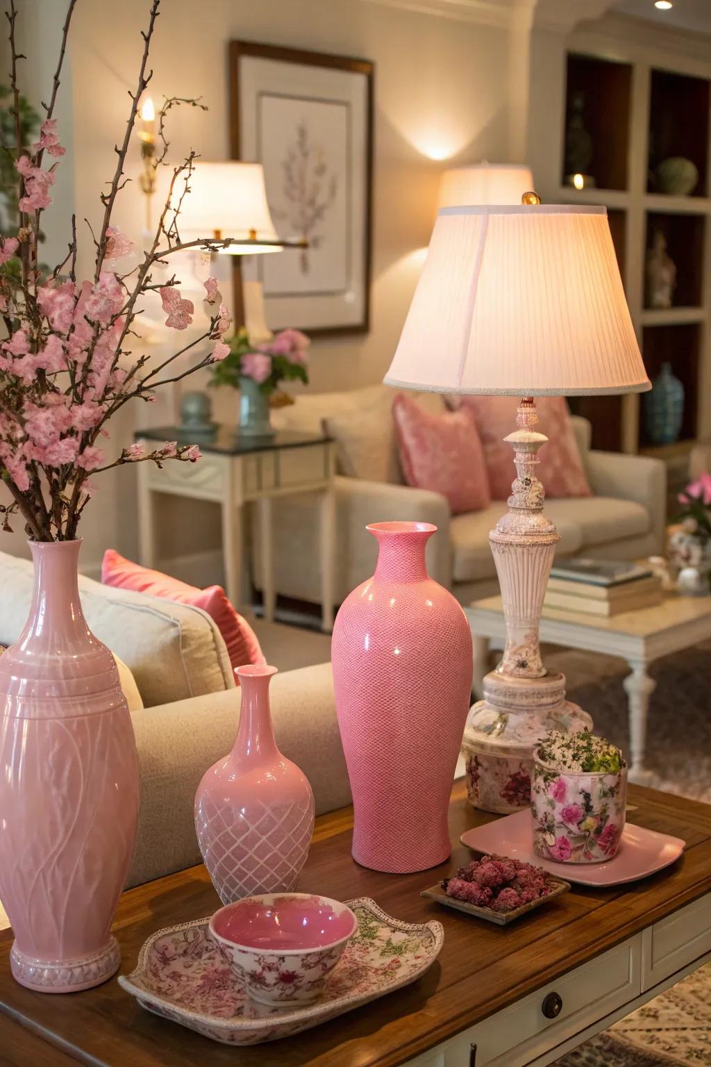 Pink accessories allow for easy color experimentation.
