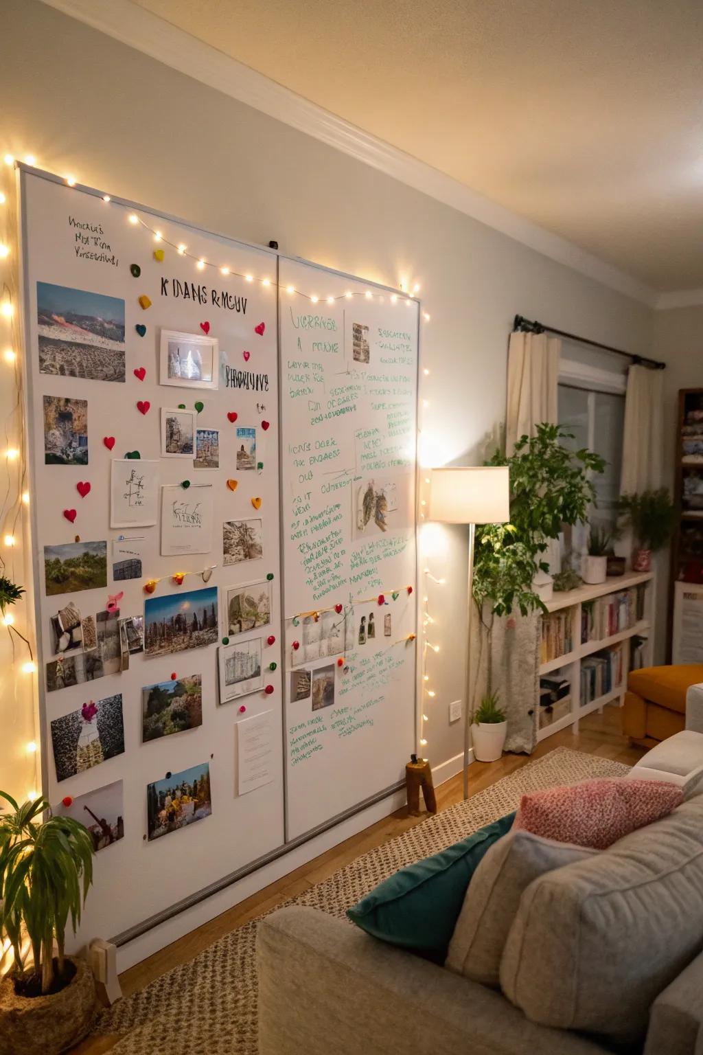 Celebrate memories with a whiteboard memory wall.