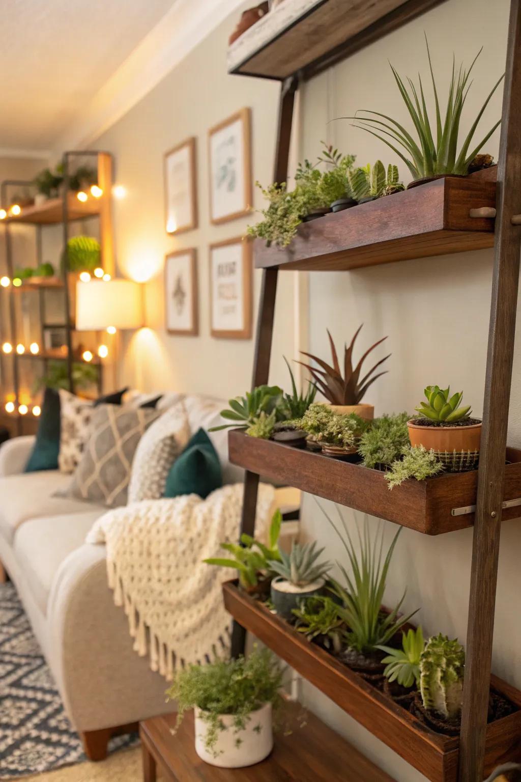 Introduce depth to your area with aerial plant displays.