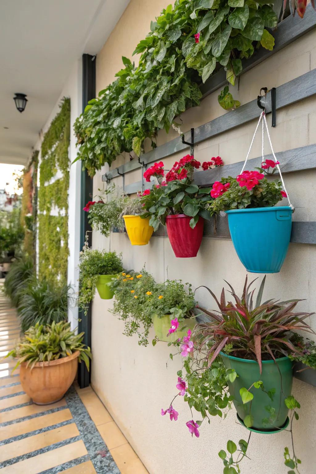 Turn your walls into living art with hanging plants.