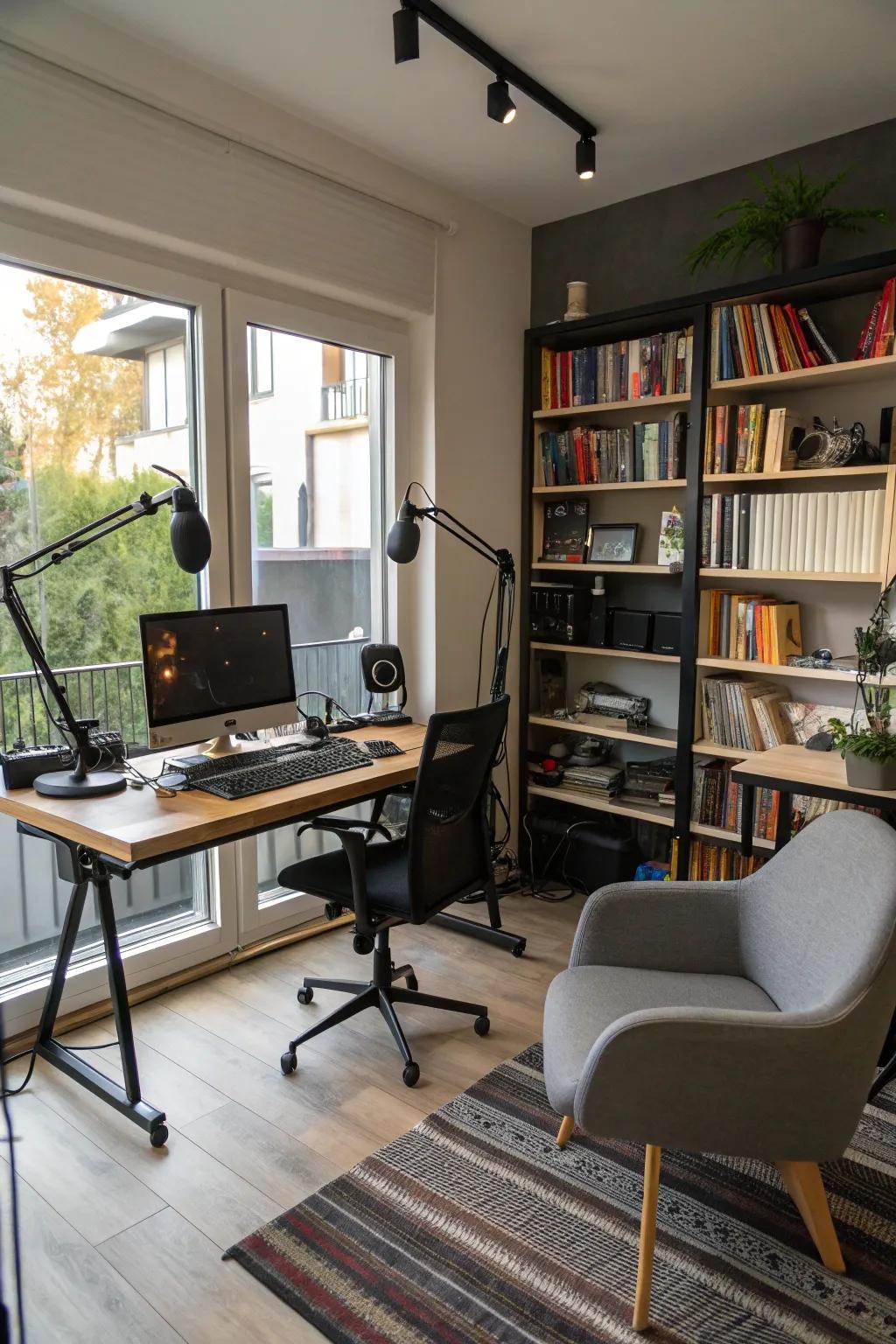 A multipurpose podcast and work studio.