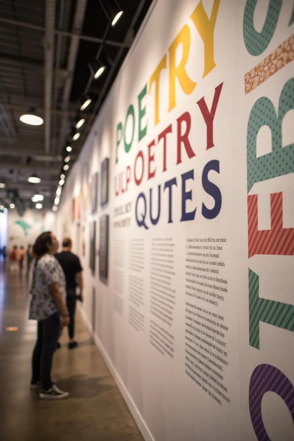 An excerpt wall transforms poetry into a potent visual statement.