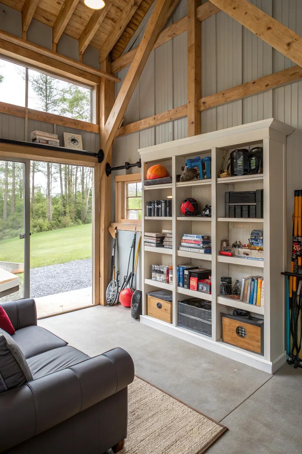 Keep your man cave organized with smart storage solutions.