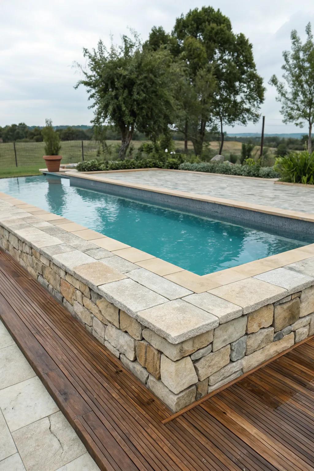 Mixed material coping provides a customized and inventive look.