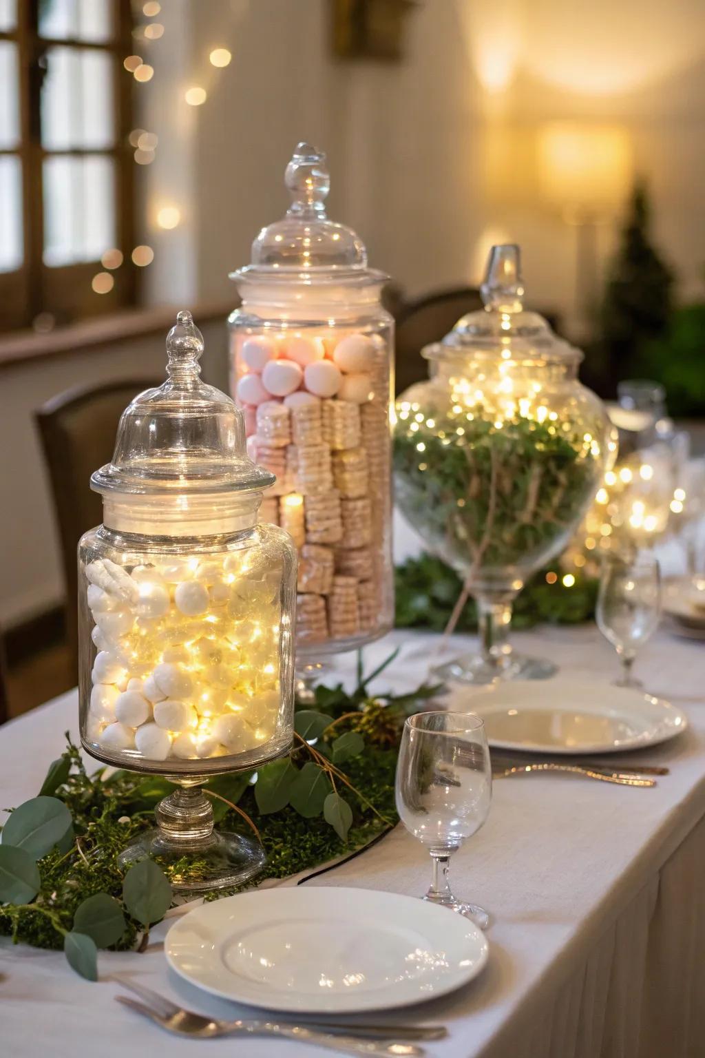 Fairy lights establish an enchanting and cozy atmosphere.
