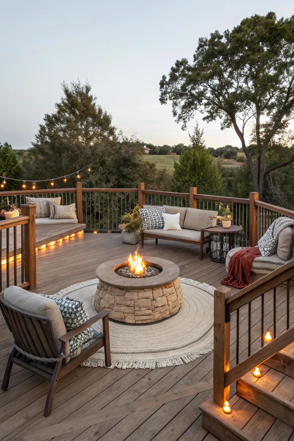 Congregate around a fire pit for relaxed deck nights.