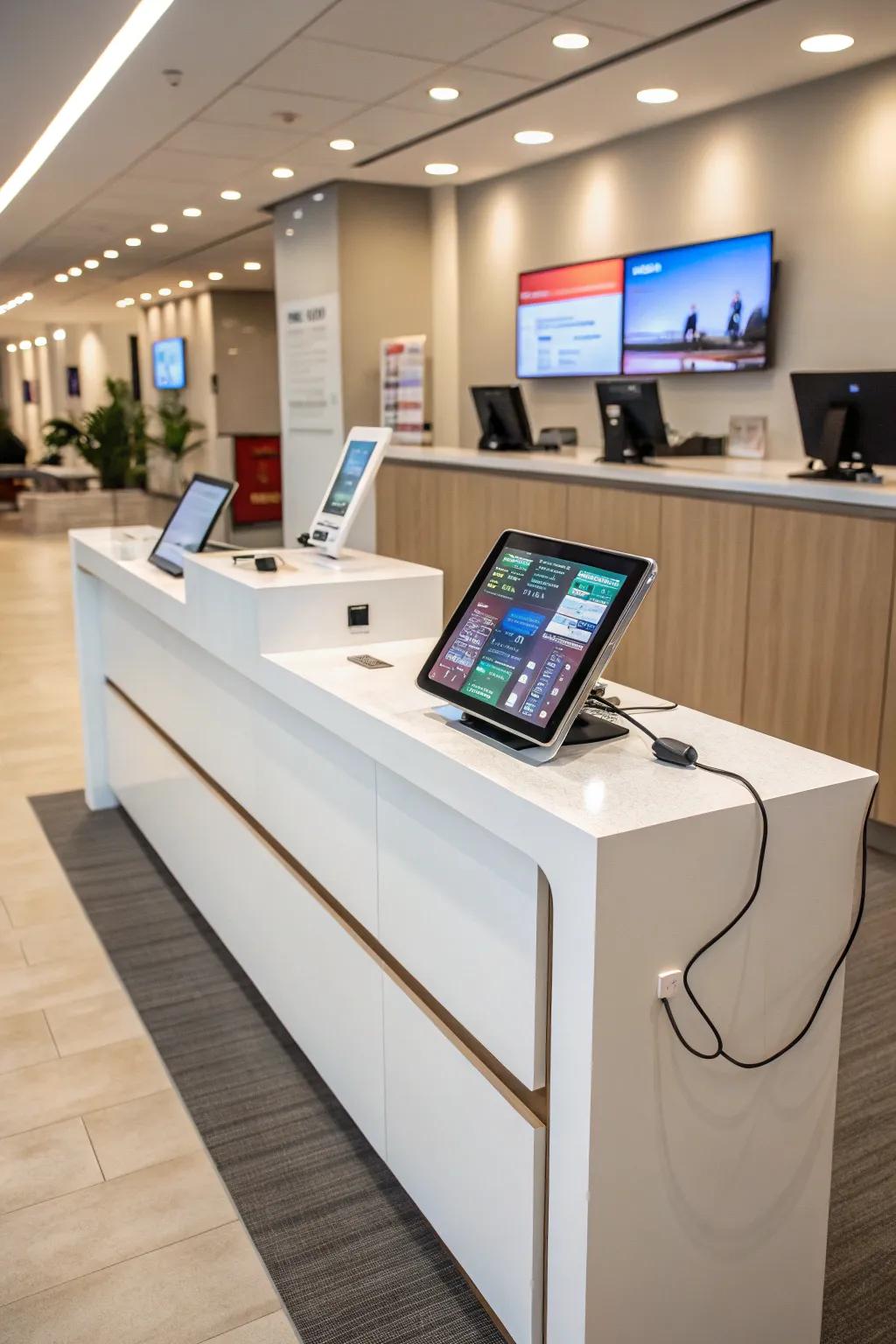 A tech-savvy welcome desk enhancing functionality.