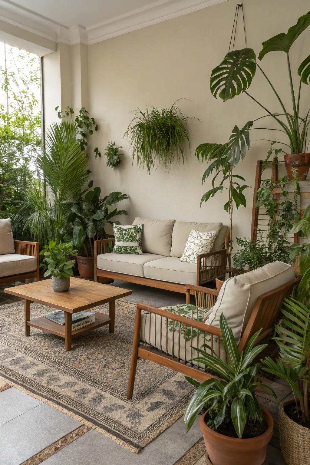 Indoor plants infuse natural beauty and freshness.