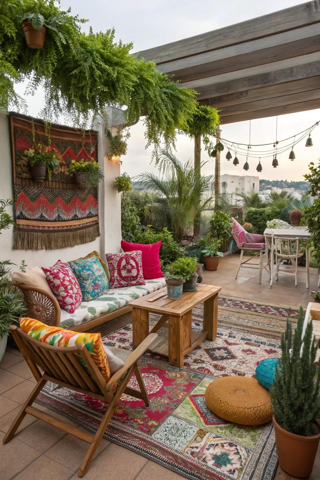 Free-spirited decor brings vibrant energy to your patio.