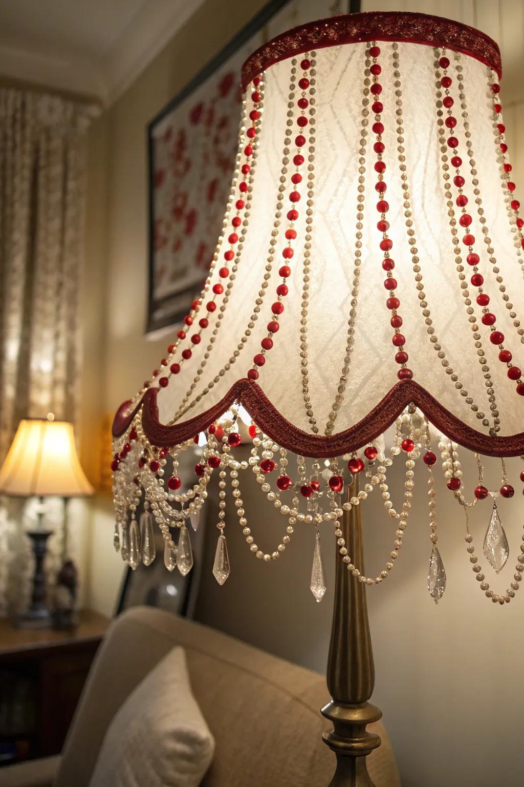 Produce a cozy ambiance using ornate lampshades.
