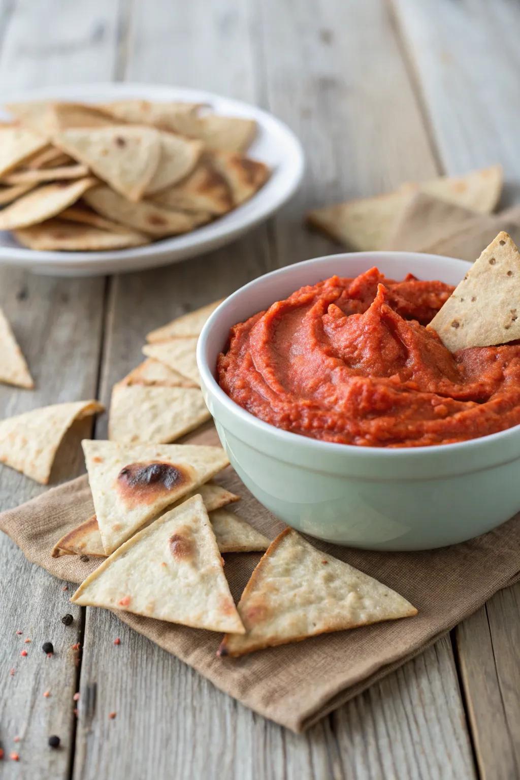 Cooked pepper dip adds rich flavor to party snacks.