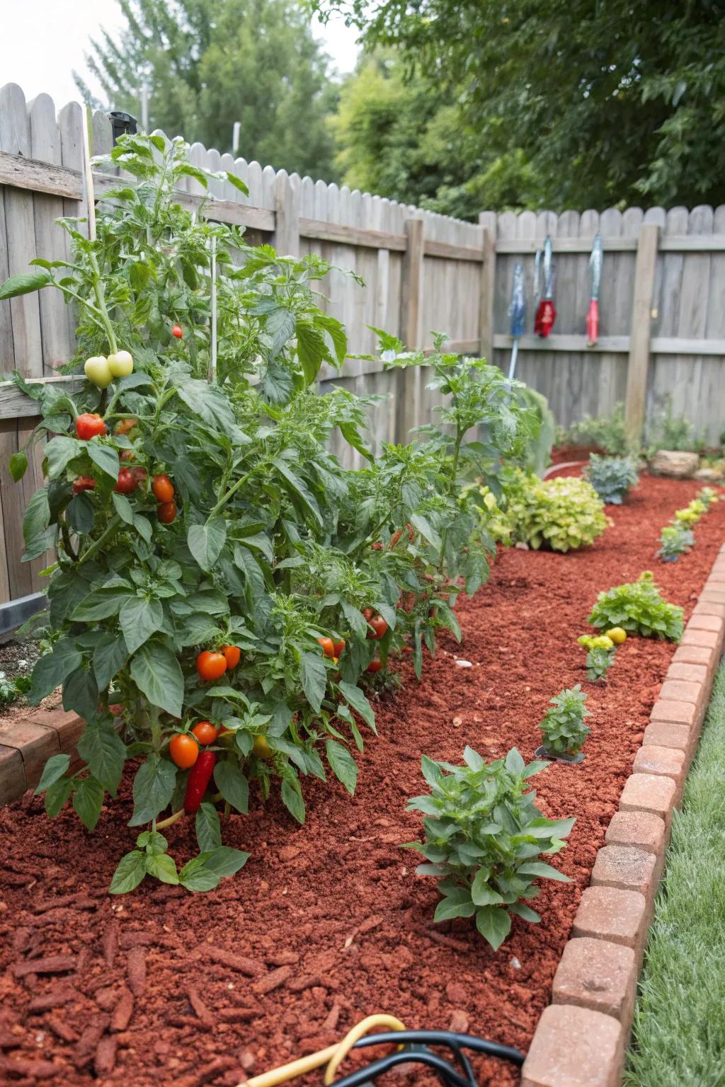 Garnet ground cover elevates herb gardens, encouraging healthy plant growth.
