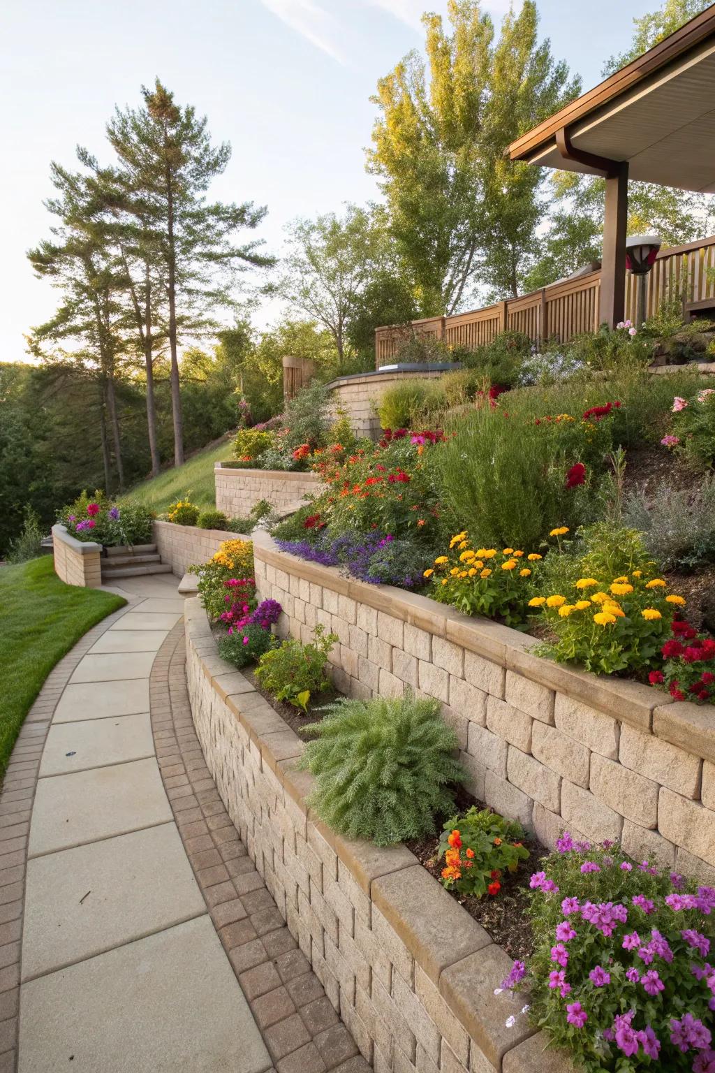 Planter supports elevate gardens to new elevations through integrated greenery.