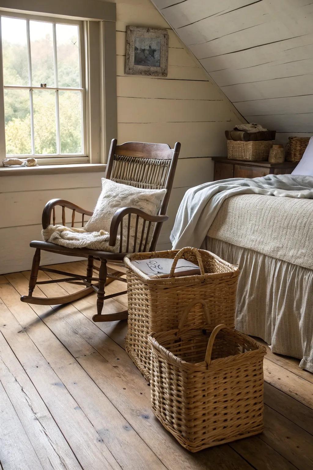 Wicker accents inject texture and magnetism.