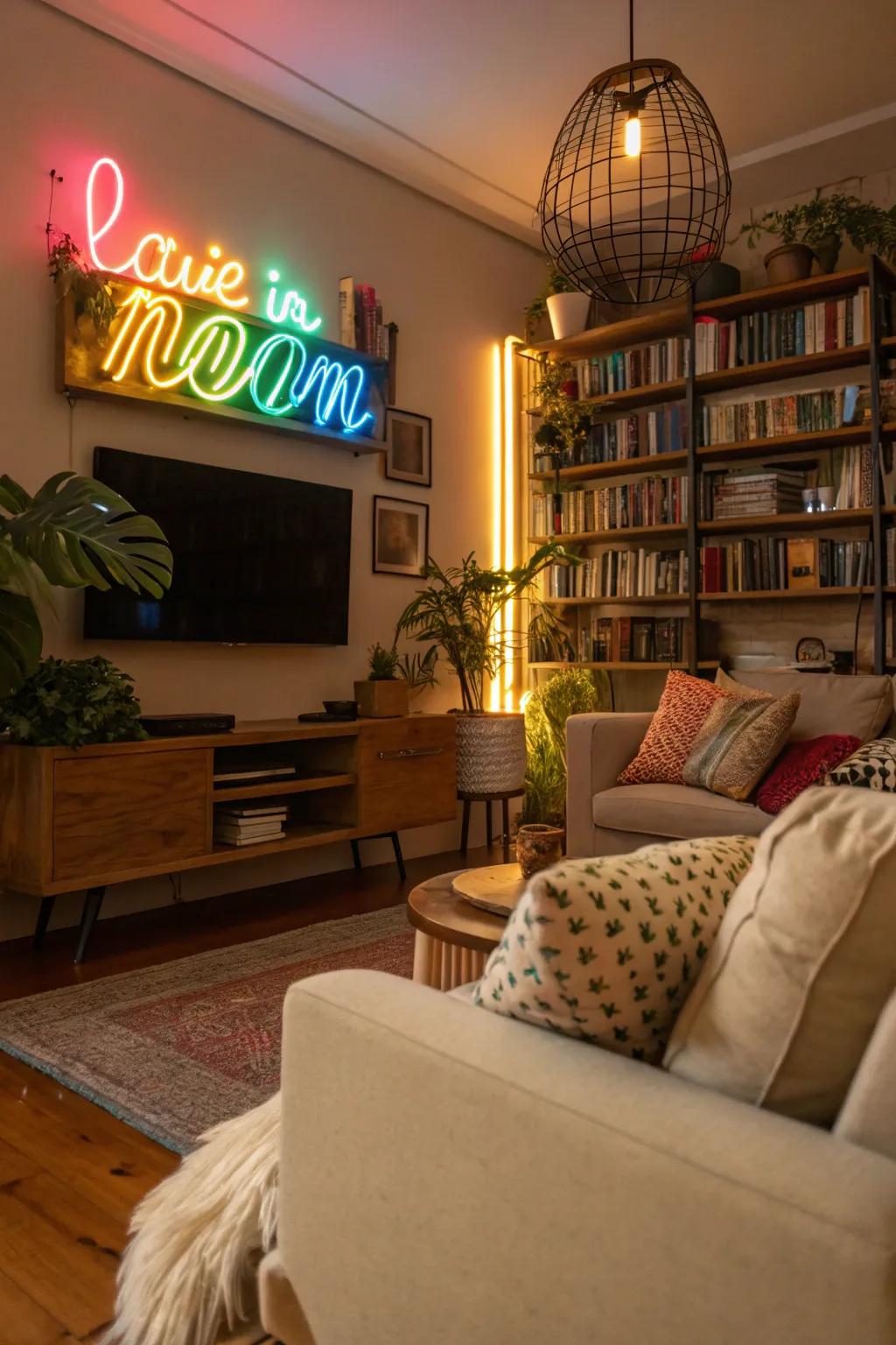 Incorporate a personal touch through LED neon signs.