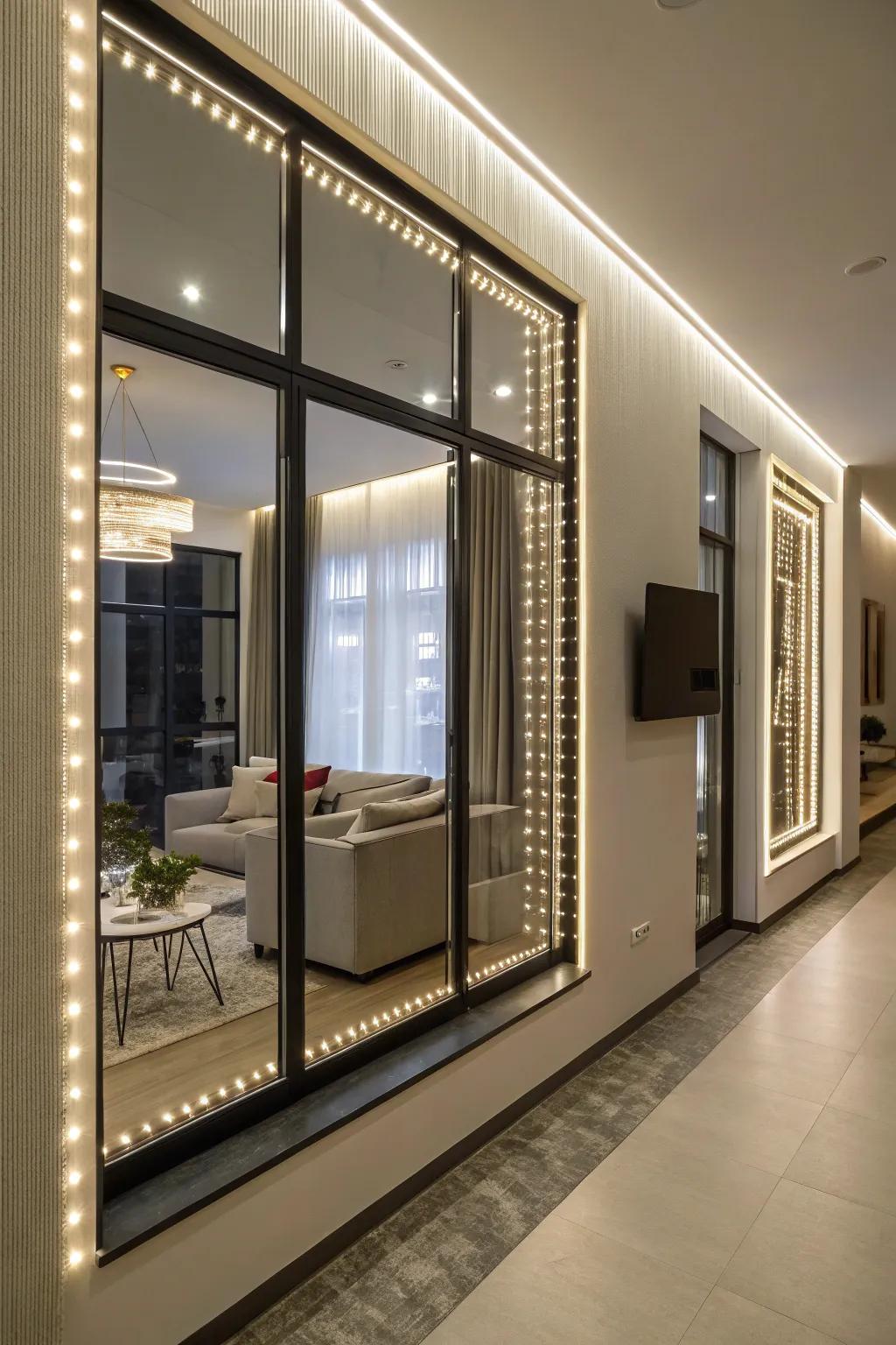 Give your windows a modern touch with light strands.