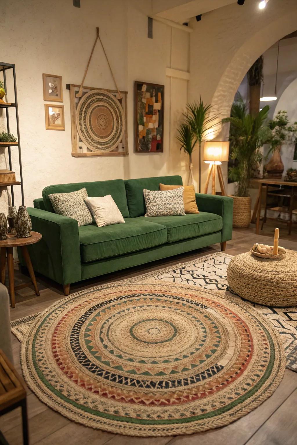 Using rugs adds texture and interest to your room.