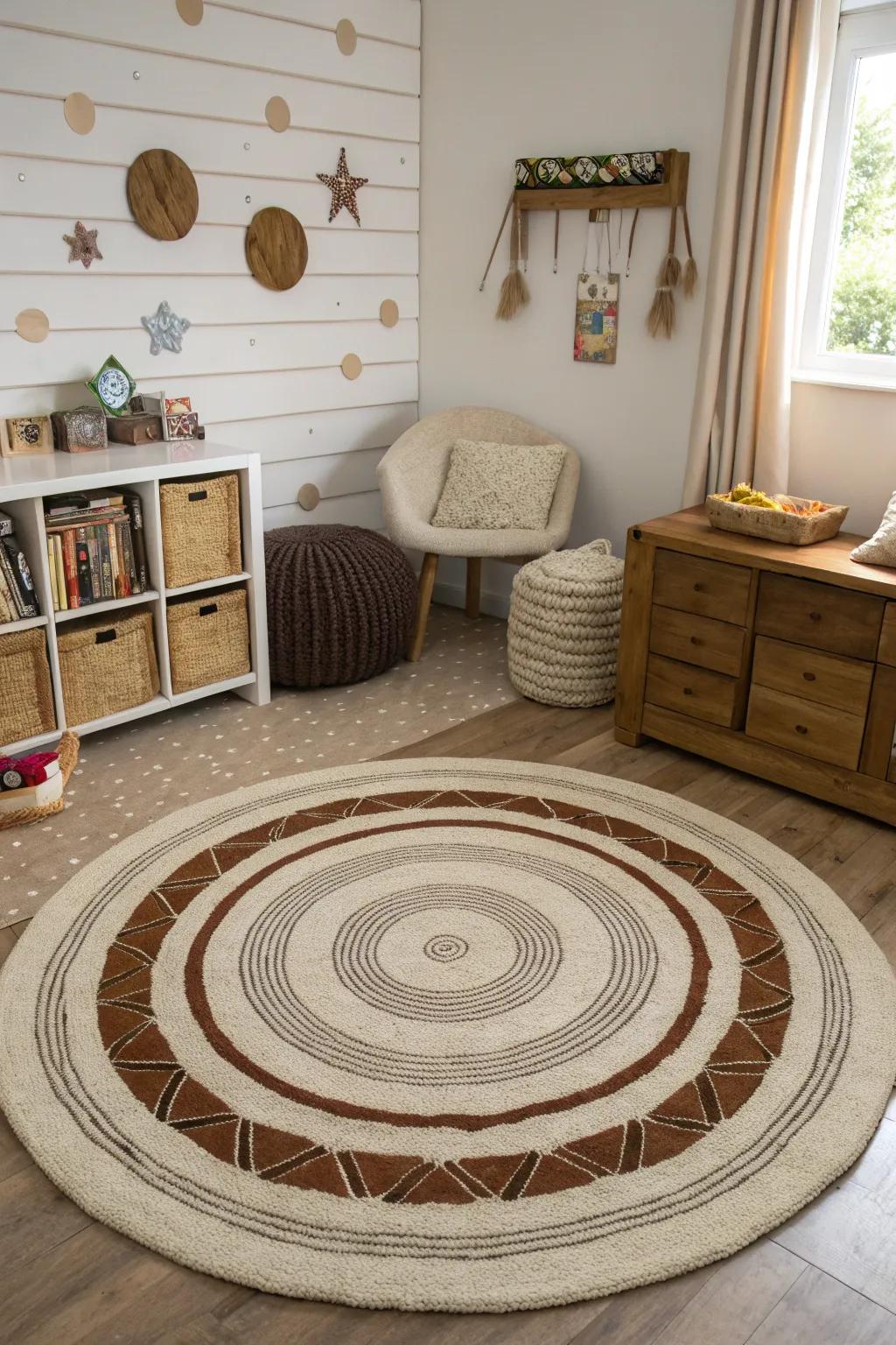 Unconventional rug shapes can add a playful element to your decor.