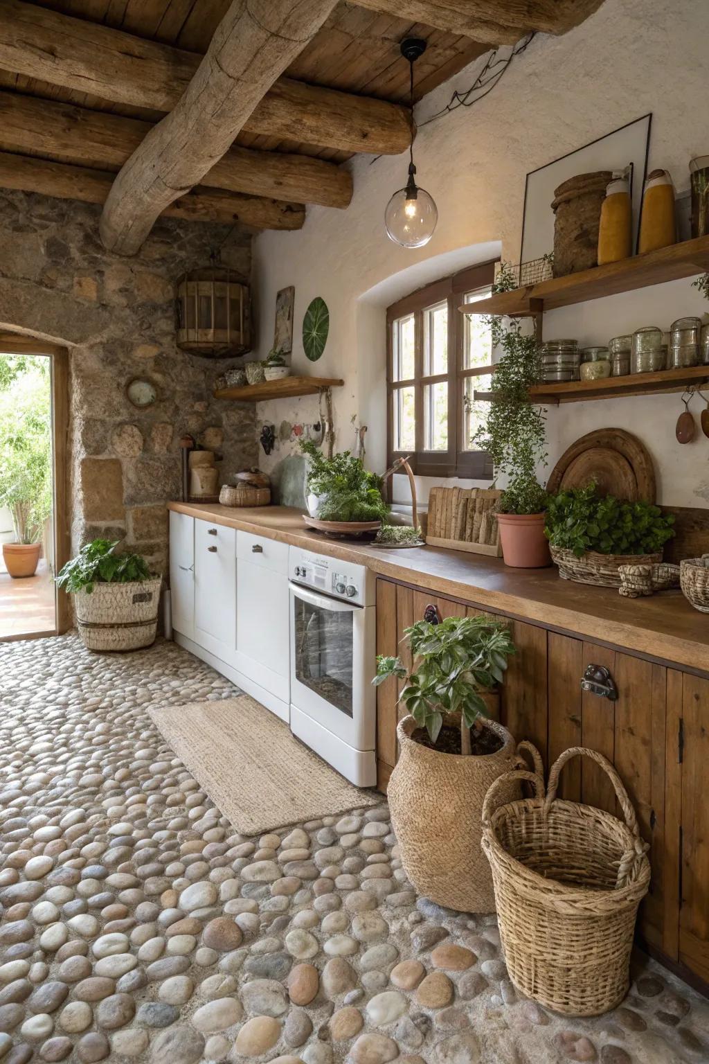 Small stone floors add a unique organic texture.