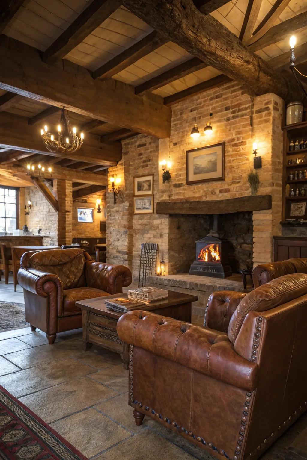 Worn leather elements infusing warmth into the interior.