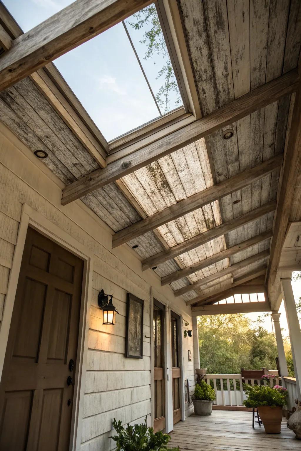 A roof window invites natural light and sky views inside.