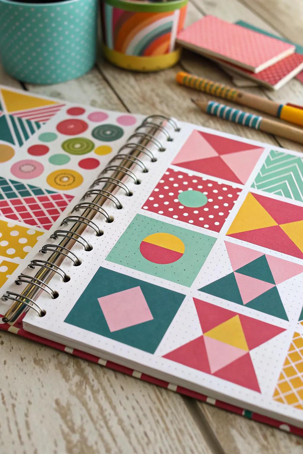 Geometric patterns that bring a modern twist to your pages.