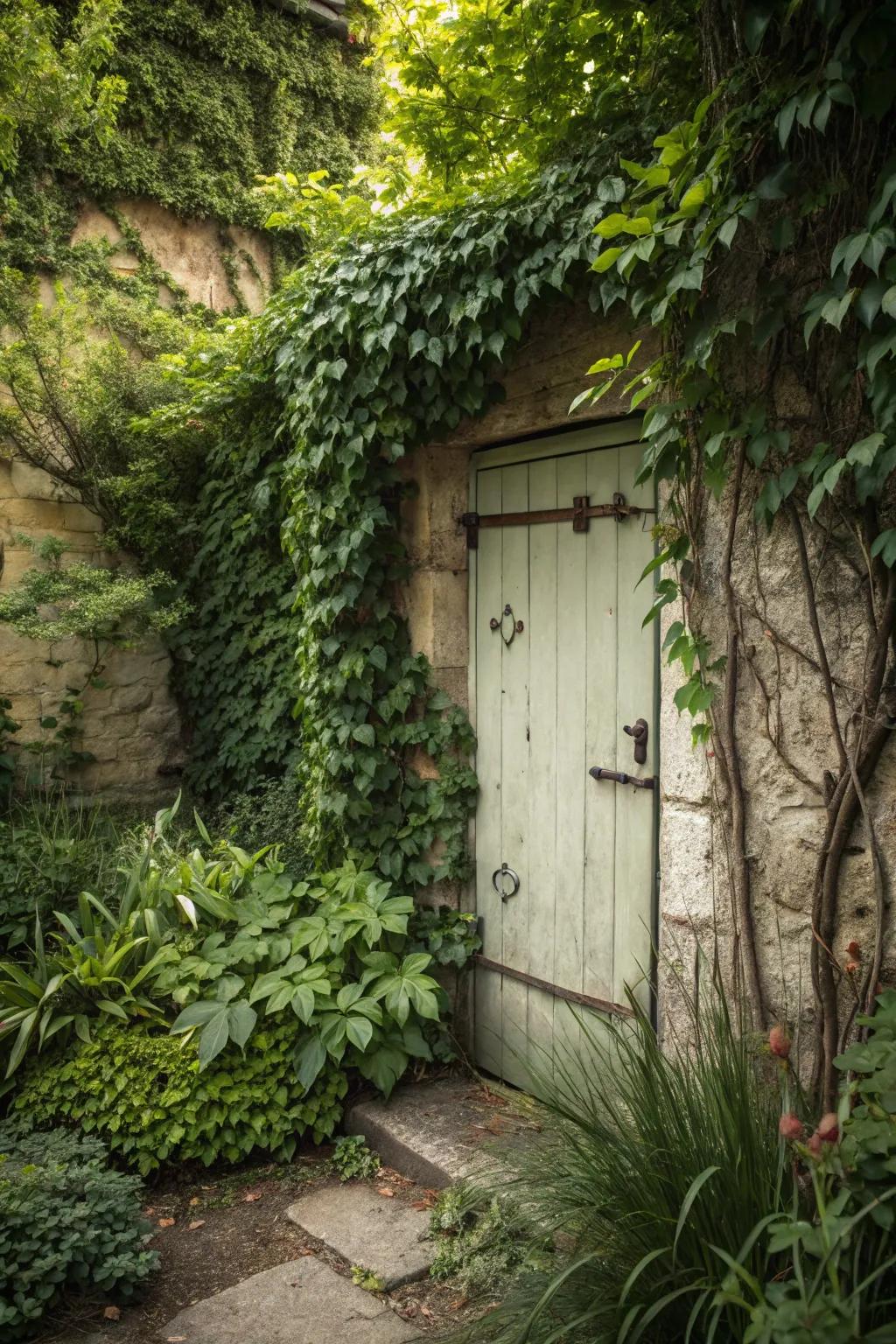 A seamless, mysterious garden entrance is created with hidden pivots.