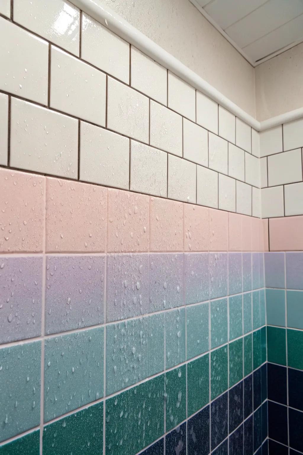 Ombre designs add a captivating gradient effect to the shower.