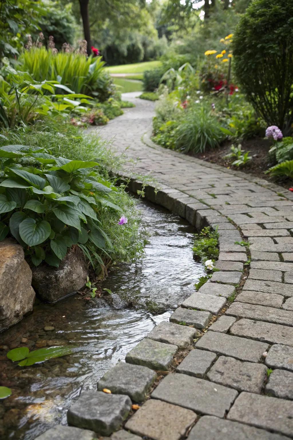 Pervious pavers handle water discharge naturally.