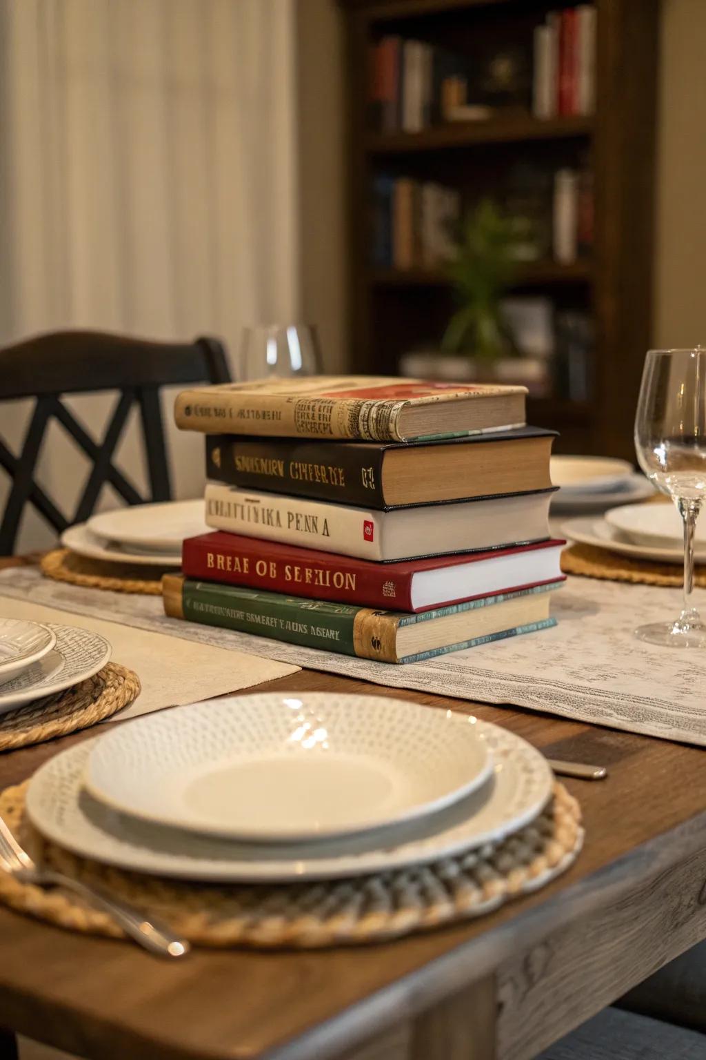 Books as a centerpiece reflect personal style.
